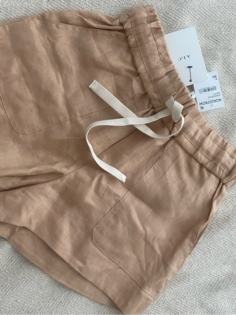 A.L.C NWT Billy II 100% Linen drawstring shorts Women’s 0 Tan/Beige